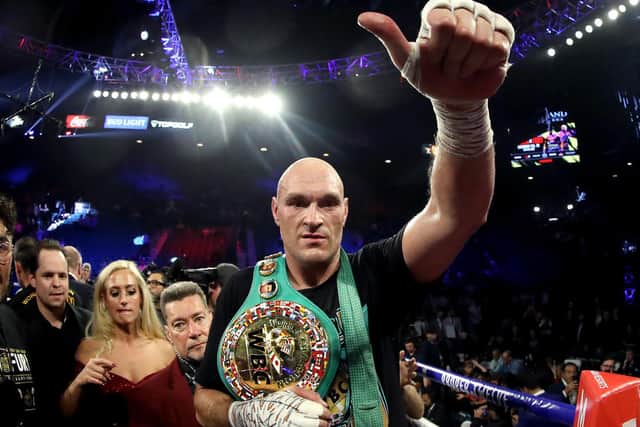 Thumbs up for Tyson Fury who is now looking for a third fight against Deontay Wilder. Picture: Getty Images