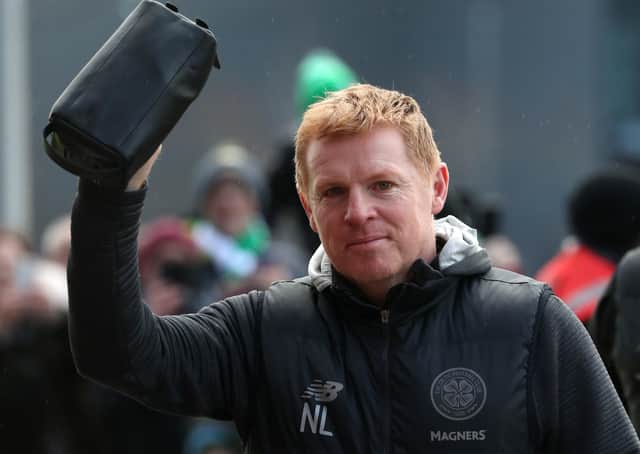 Celtic manager Neil Lennon arrives for the match against Kilmarnock. Picture: Andrew Milligan/PA Wire
