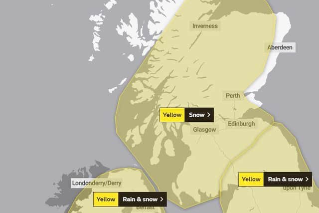 Met Office yellow warnings for snow are in place today.