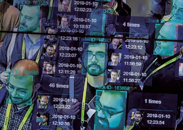 A demonstration of artificial intelligence and facial recognition in a crowd by Horizon Robotics. Picture: David McNew/Getty