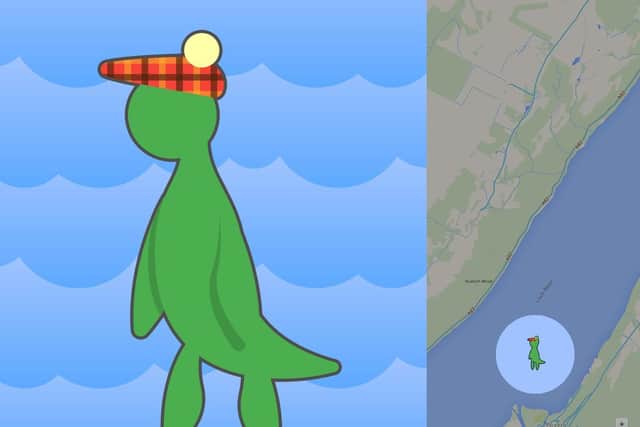 The new Google pin man which can now be found in monster form is located near Loch Ness on the app. Picture: Google Twitter