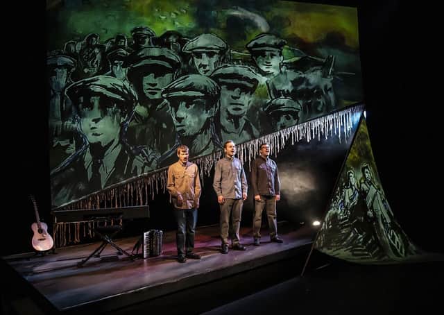 Longstaff’s remarkable story is sung by folk musicians The Young ‘Uns – David Eagle, Sean Cooney and Michael Hughes