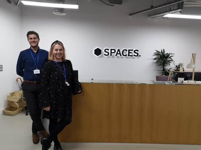 Phoebe Holford, PPC team manager, and Jonathan Lott, PPC account
manager, in the Mabo Glasgow office. Picture: Contributed