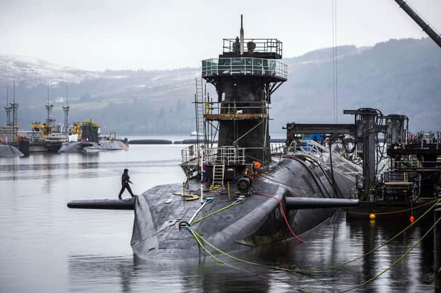 HMS Vigilant, one of the UK’s four nuclear warhead-carrying submarines, at Faslane. Picture: PA