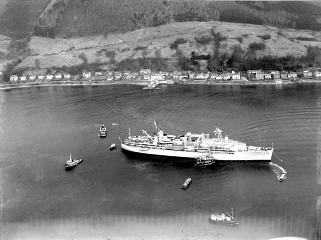 The Proteus service ship for Polaris submarines berthed in Holy Loch in 1961. PIC: TSPL.