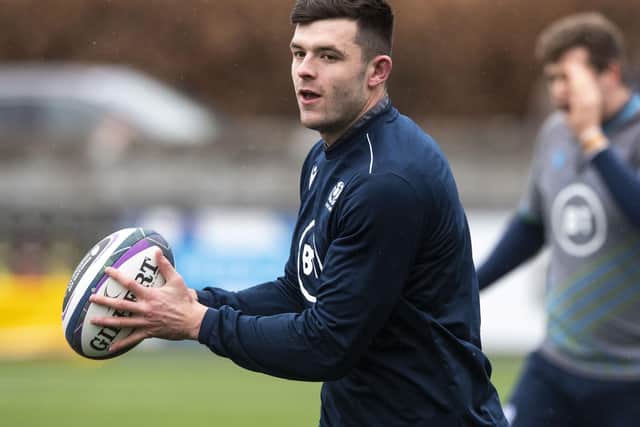 Scotland's Blair Kinghorn takes part in a training session ahead of the clash with France. Picture: Gary Hutchison/SNS