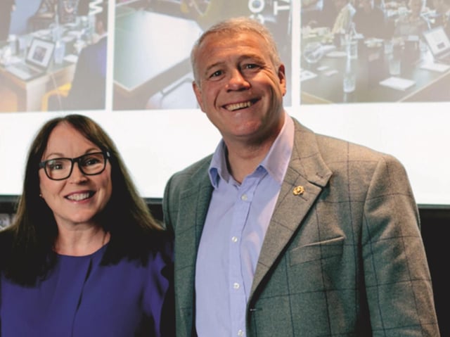 Love Your Business founder Michelle Brown with Scotland rugby great Scott Hastings. Picture: Andrea Thomson