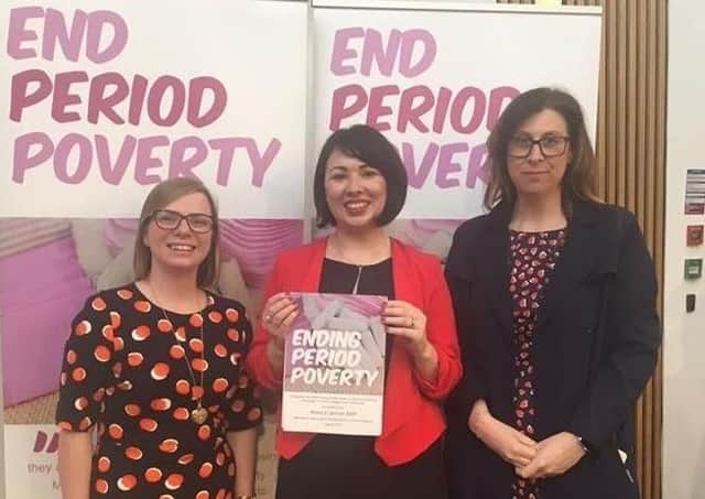Monica Lennon MSP, centre, is campaigning to end period poverty