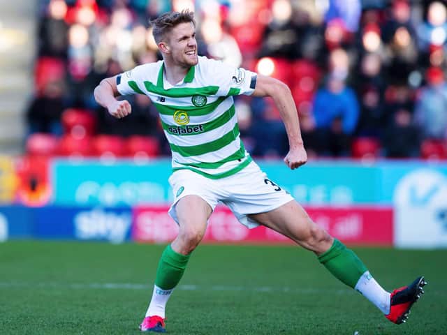 Kristoffer Ajer used to be a striker and still has an eye for goal, scoring Celtic's winner on Sunday against Aberdeen. Picture: SNS