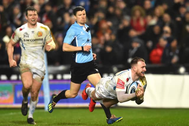 Stuart Hogg scored a wonderful try for Exeter against Gloucester last week. Picture: Nathan Stirk/Getty Images