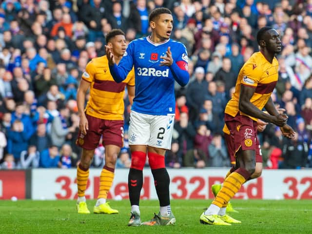 James Tavernier missed from the spot against Motherwell. Picture: SNS