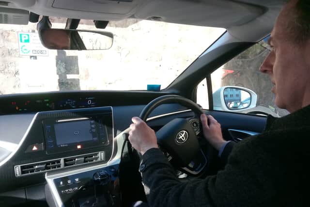 The Toyota Mirai dashboard includes animation of the hydrogen fuel cell. Picture: The Scotsman