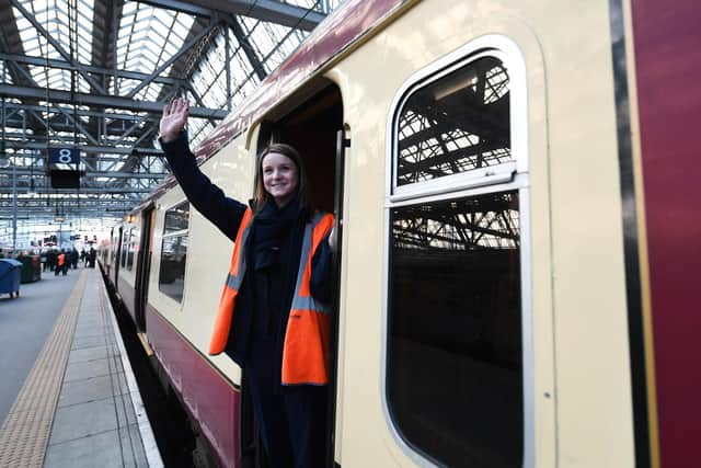 A former ScotRail Class 314 electric train  like this one which made a farewell tour in December when the last of the fleet was retired  will be converted for the trial. Picture: John Devlin