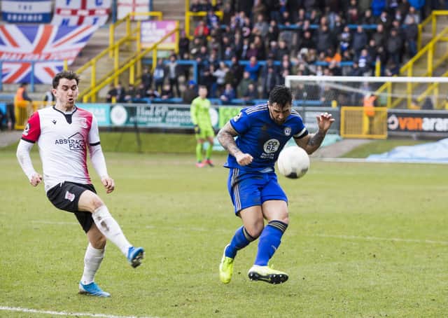 Football - FC Halifax Town v Woking at the MBI Shay Stadium. Matty Brown for Town.