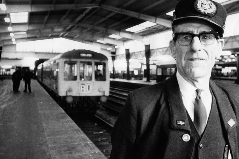 September 1974 and pictured at Leeds City Station is George Cooper who retired as a chief supervisor with British Rail after nearly 50 years service.