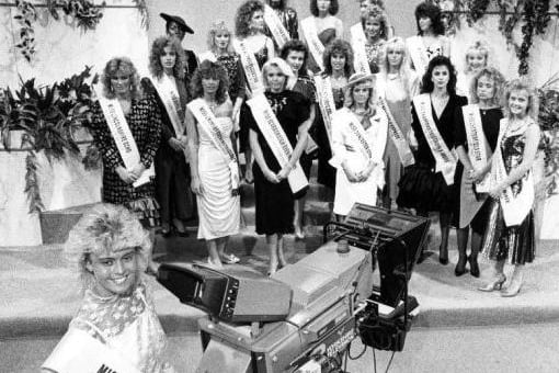 A press photograph of Miss Pontefract and Castleford Express at the Miss Yorkshire Television Contest