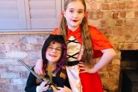 Darcy (10) as Red Riding Hood and Olly (five) as Harry Potter