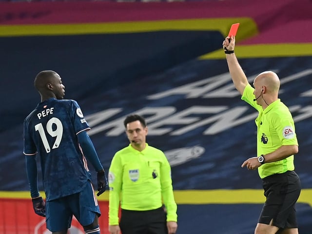 When Nicolas Pépé felled Gjanni Alioski with a headbutt, on-field referee Anthony Taylor initially gave nothing. After consulting the pitchside monitor as per the VAR’s advice, Taylor sent off the Frenchman for violent conduct, though Leeds weren’t able to find a winner against the 10-men Gunners.