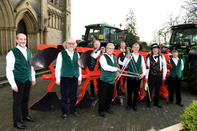 Sword dancers with the plough before the service