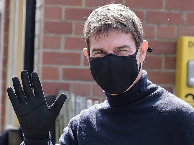 A wave from Tom Cruise, on set of the latest Mission: Impossible film at Levisham.