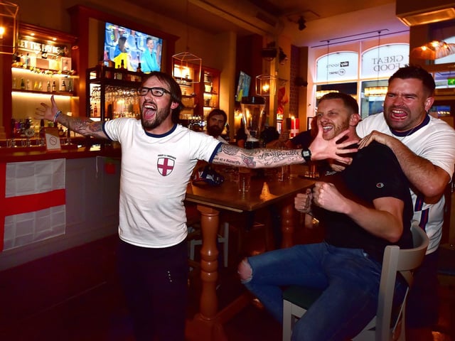 Celebrations at The Scarborough Flyer during the England v Ukraine match at Euro 2020.