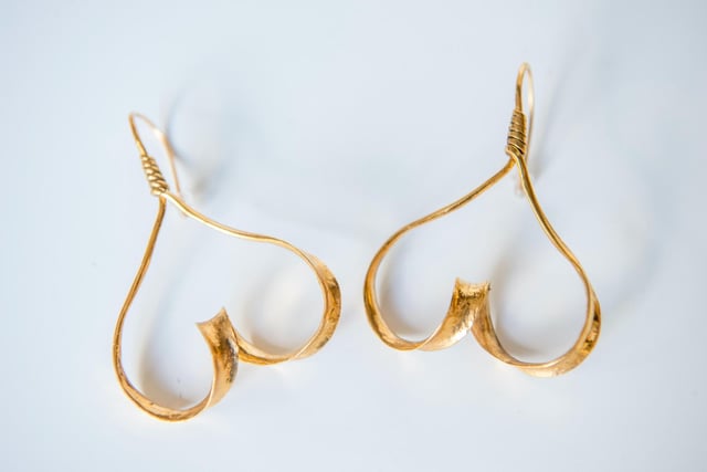 Corazon (heart) earrings by Elisabeth Riveiro, gold plated bronze, £90 at York-based www.mybilletdoux.com