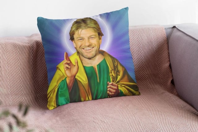 Sainted Sean Bean Cushion, £28 from www.mysaintedaunt.com. There is also a candle for £19.