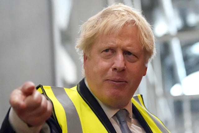 Prime Minister Boris Johnson during a visit to Blackpool Transport Depot.
