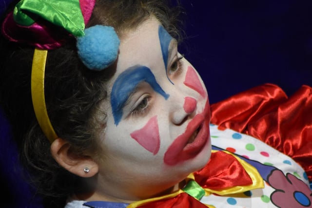 Costumes and make-up were perfect for the Schools Alive show at Blackpool Hrand Theatre, as this young performer shows