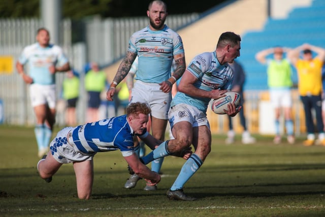 Action from Halifax Panthers' clash with Featherstone Rovers in the Betfred Challenge Cup fourth round. Picture: Simon Hall.