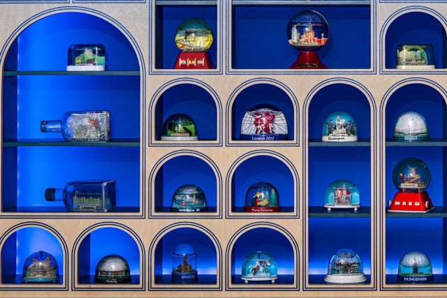 Nelson & Woodward, Snowstorm. This artist duo have created a room that is inspired by a remarkable collection of snowglobes from around the world. A celebration of the joy of travel and discovery, that also asks questions around mass production and commodification.