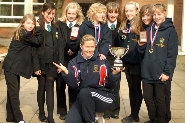 Gymnastics awards at Scalby School: The team are pictured with their trophy and teacher, Claire Thorpe, front.