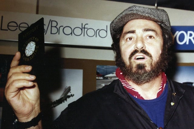 Pavarotti was handed a Yorkshire passport when he touched down at Leeds Bradford Airport in June 1992.