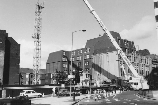 September 19i92 and work continues to build an eight storey office block to replace the demolished Devereux House on Eastgate in the city centre.