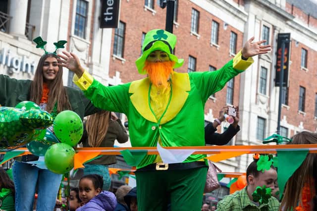 Pictured are marchers in costume at the Leeds St Patrick's Day parade. Photo: James Hardisty