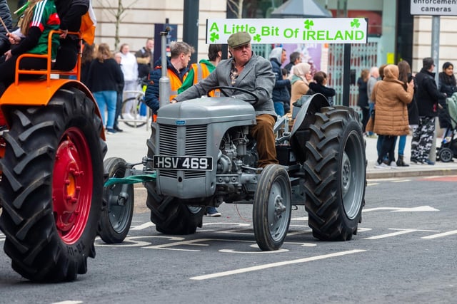 Tractors trailed after the parade across Leeds city centre and back to their starting point at Millennium Square.