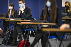 Pupils at a school in wearing facemasks