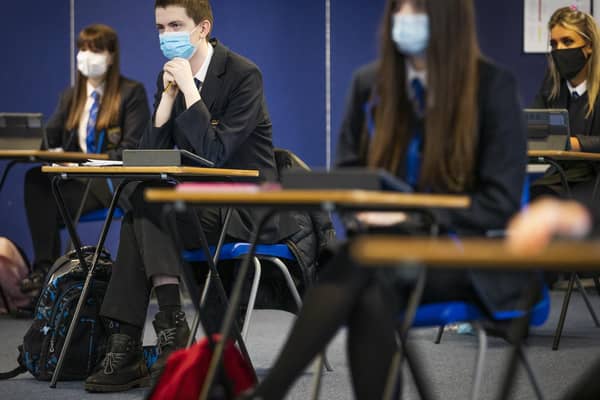 Pupils at a school in wearing facemasks