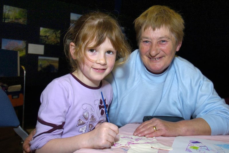 Lauren Dryden at a puppet workshop at the Coliseum with her grandmother.