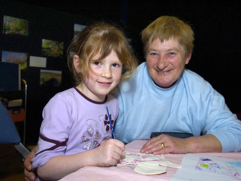 Lauren Dryden at a puppet workshop at the Coliseum with her grandmother.