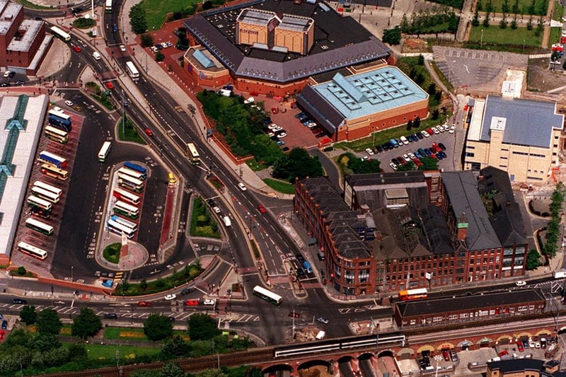 Eastgate (top of picture) runs down St Peter's Street and crosses New York Street.