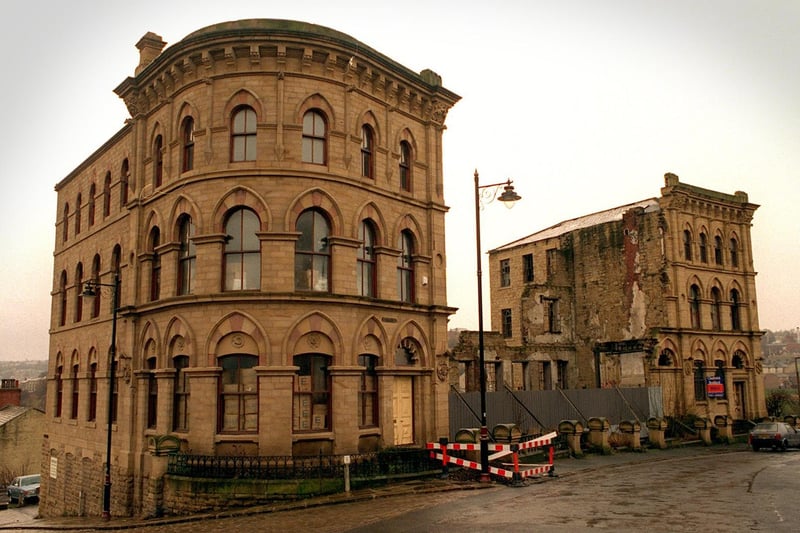 A multi-million pound plan was hatched in February 1996 to restore these fire damaged crescent of ornate warehouses on Station Road, once described as the jewel in Batley's crown.