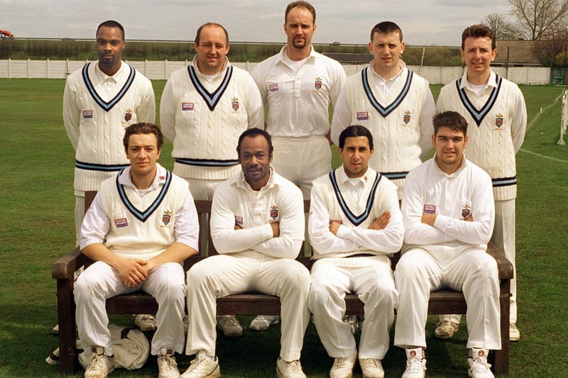 Batley CC who played in the Central Yorkshire League. Back: Gary Liburd, Paul Heaton, David Reed, Paul Hebden and Sean Twohig. Front: Harvey Anderson, Ian Hanley (captain), Ahmed Aswat, Steve Bourne.