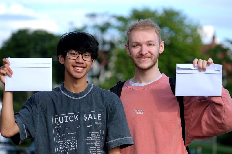 A level results at Scarborough Sixth Form College - Uno Bragado and Lewis Buckley delighted