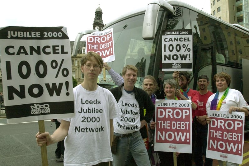 Members of the Leeds Jubilee 2000 Network who were setting off to Prague to protest over third world debt.