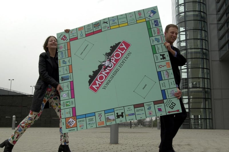 Students in Leeds were preparing to take part in a marathon session of  Monopoly to raise charity funds. Pictured at DLA's offices in Leeds are co-organiser Katharine Hunt and DLA associate James Haddleton.
