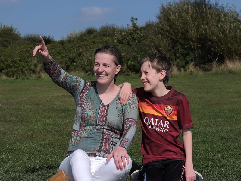 Mum Wendy Bancroft with son Sam enjoying the event.