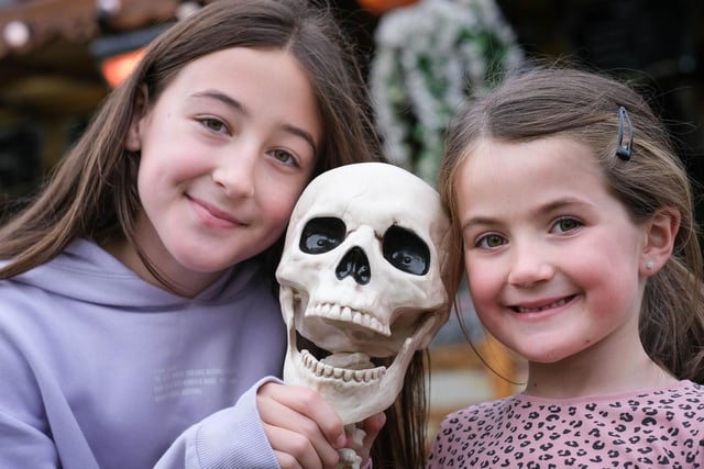 Erin and Eliza Fairbrother enjoying some of the spooktacular activities. 
Throughout the week, people can enjoy a host of activities including the drive-in cinema, fire breathing performers, pumpkin carving and a ghost trail