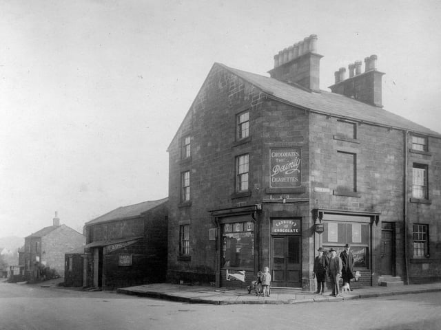 Weetwood Lane (left) at the junction with Moor Road pictured in October 1930. The shop on the corner was previously 'The Flower Box'.