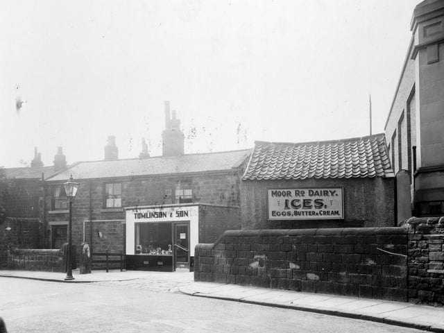 The dairy on Moor Road in August 1935. The dairy dealt in butter, cream, milk, eggs and was locally famed for the home-made ice-cream which they sold. In the 1980s all the dairy property was converted to flats.